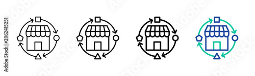 Quadro su tela Market Adaptation Icon Collection Different Style Outline