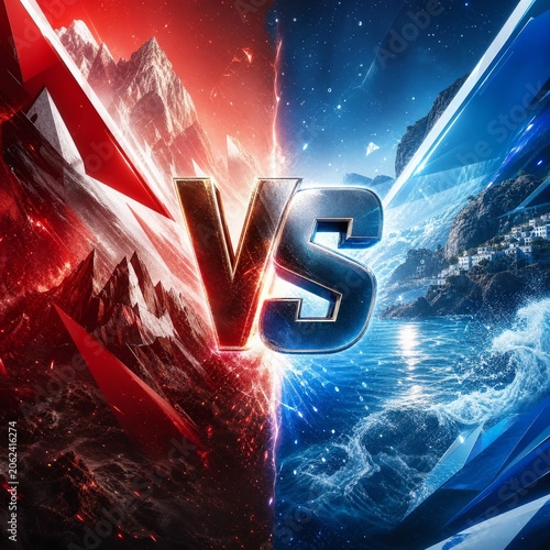 Red and Blue Energy VS Background for Competitive Sports Events
