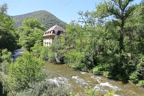 View of the River Tet near the medieval town Villefranche-de-Conflent, France