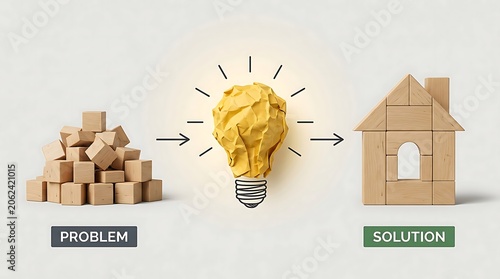 From Chaotic Problem Blocks to a Creative Idea Lightbulb Leading to a Structured House Solution