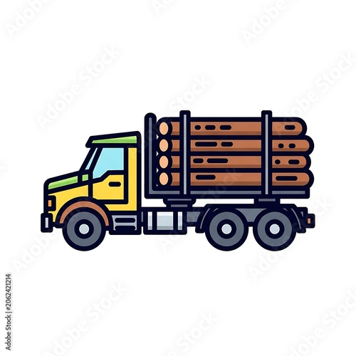 Colorful toy truck with wooden blocks cargo.