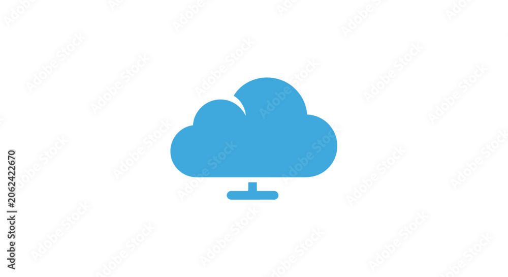 Obraz premium A simple blue cloud icon representing digital storage and network connectivity