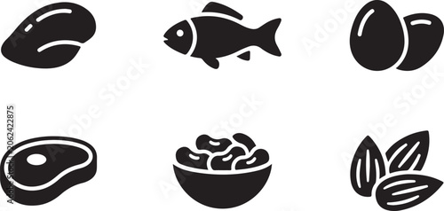 Foto Protein Food Nutrition Icon Set