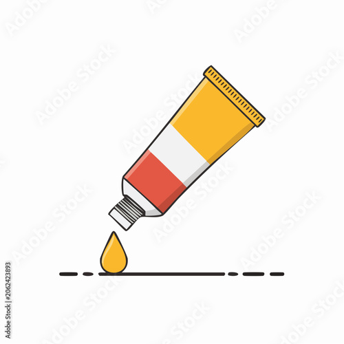 Illustration of a paint tube dispensing a drop of yellow paint