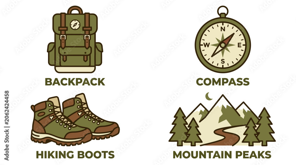 Obraz premium Hiking Backpack and Navigation Tools.