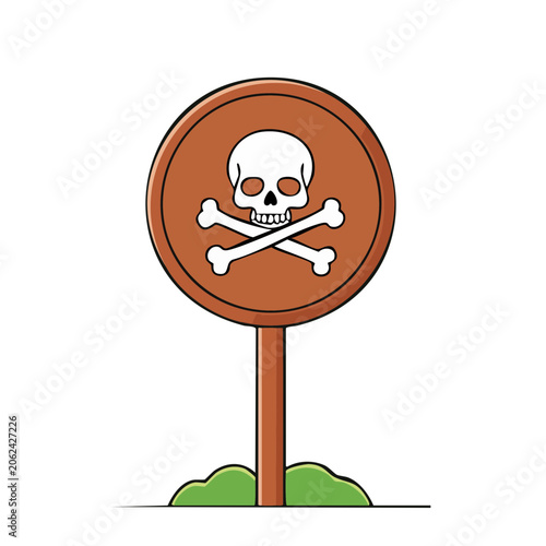 Flat design skull on stick icon