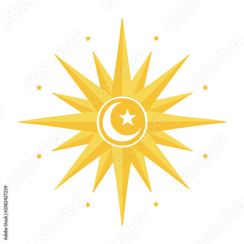 Flat design sun icon with rays
