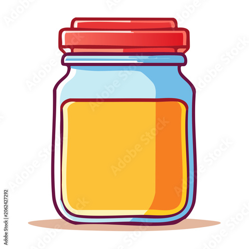 Flat design thermos flask with red blue yellow orange