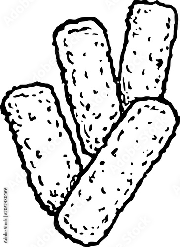 Hand Drawn Cheese Sticks Vector Line Art