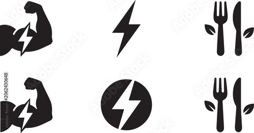 Принти на полотні Energy Power Fitness Icon Set.