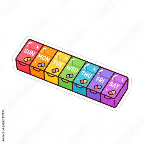Colorful Weekly Pill Organizer Sticker