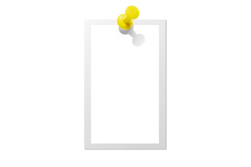 Photo card attached with a push pin isolated on a transparent background.
