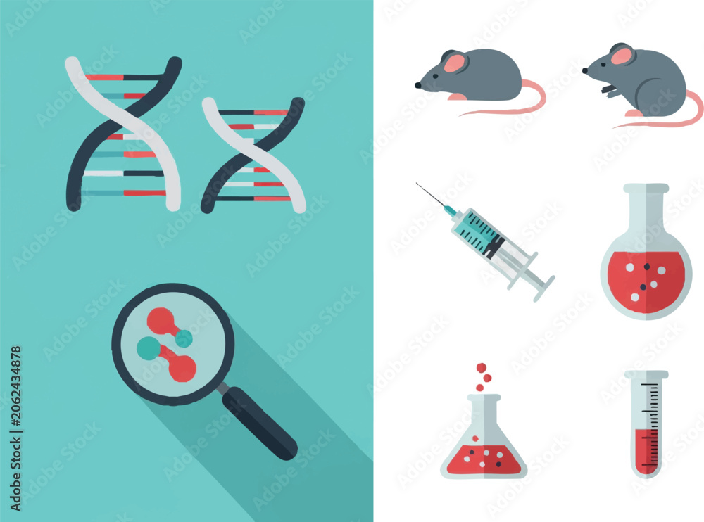 Naklejka premium Medical Research Laboratory Equipment Icons.
