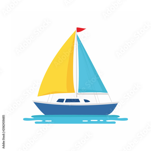 Flat design 3D sailboat on white background