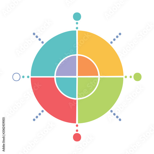 Flat design Venn diagram with seven colored segments