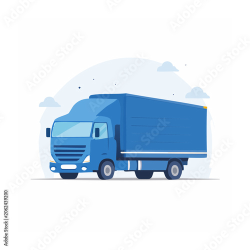 Blue delivery truck 3D render