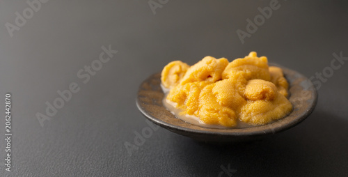 Cuadro en lienzo Fresh sea urchin roe on a plate