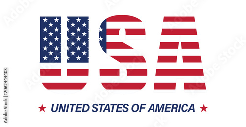 USA Text Filled with American Flag Pattern Vector Illustration