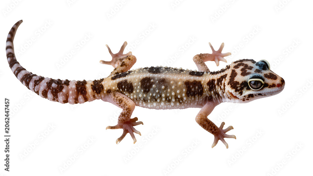 Fototapeta premium Leopard gecko reptile with spotted pattern and banded tail