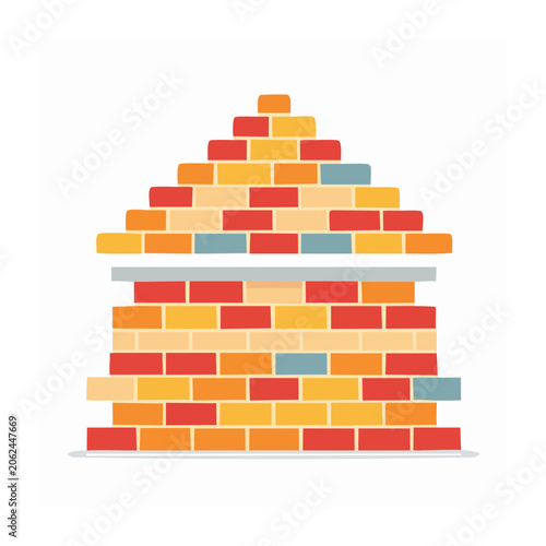 Geometric pattern with red orange yellow blue tiles