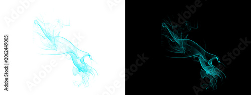 Elegant Turquoise Cyan Smoke Swirl Abstract on Dual Backgrounds