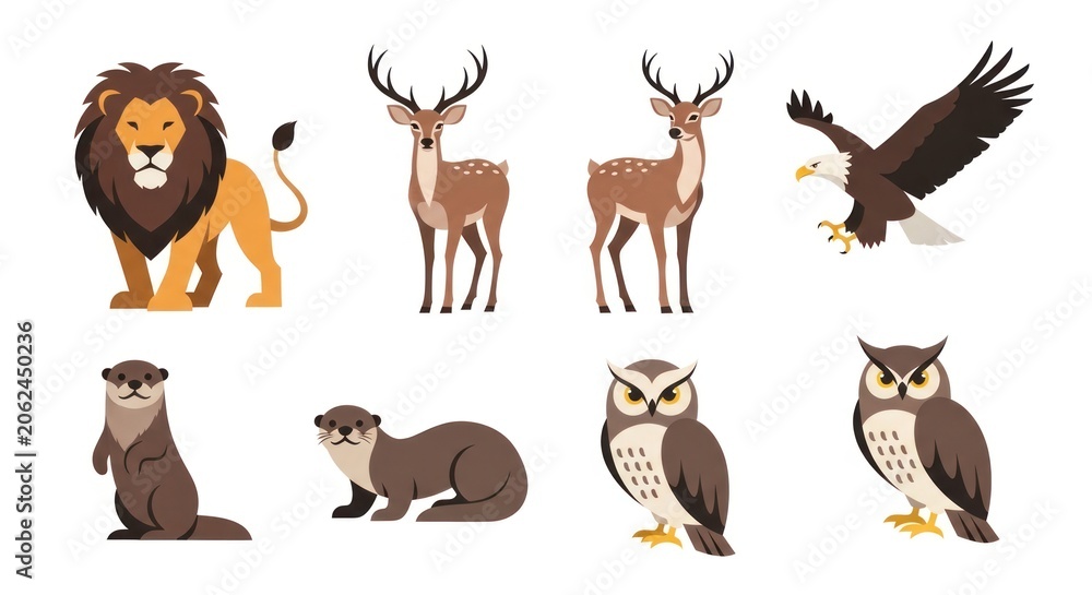 Obraz premium Wildlife animals with different creatures.