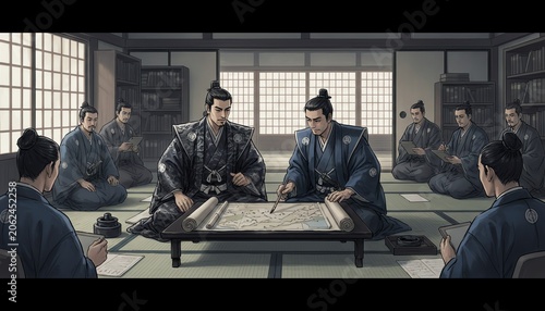 武家社会の場面 日本史イラスト素材