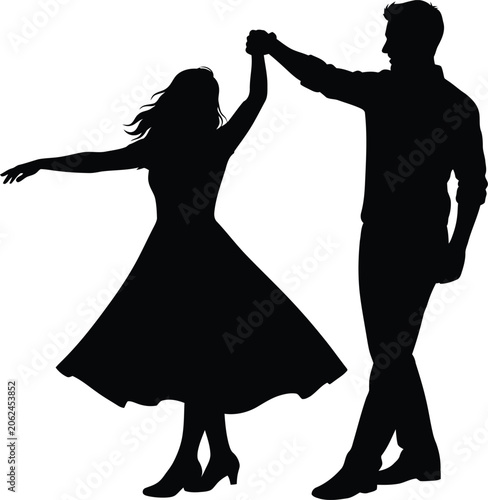 Couple dancing together holding hands Vector