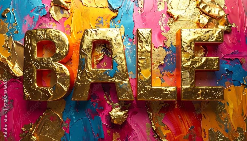 Fototapeta premium Vibrant colorful background with gold text.