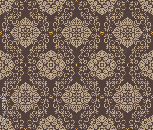 Japanese Luxury Flower Diamond Tile Vector Seamless Pattern