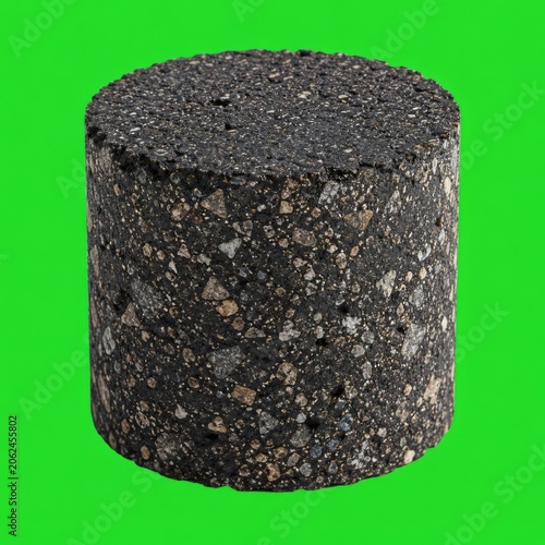 Detailed Cylindrical Asphalt Core Sample Material Representation