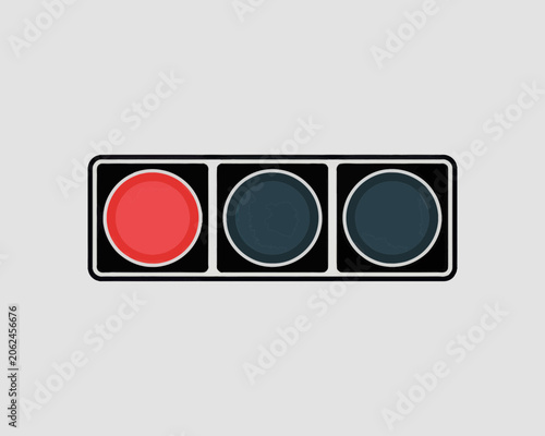 Minimalist horizontal traffic light illustration showing a red stop signal