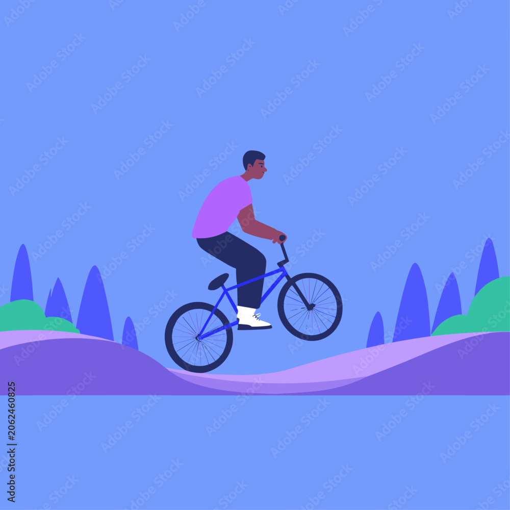 Naklejka premium BMX Rider Soaring Over Smooth Asphalt Pump Track Waves