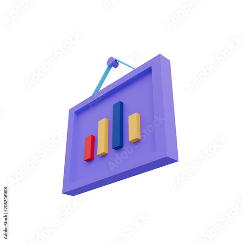 Framed Bar Chart 3D Illustration