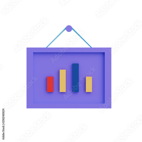 Framed Bar Chart 3D Illustration