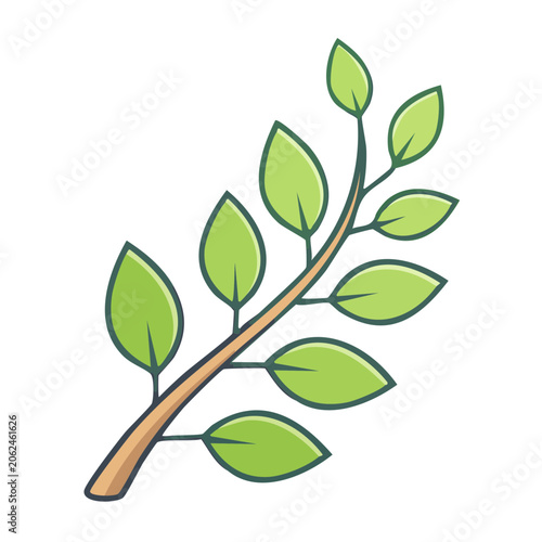 Flat design green plant branch vector