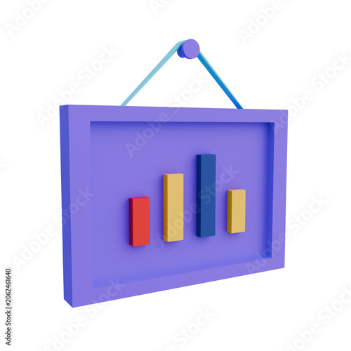 Framed Bar Chart 3D Illustration