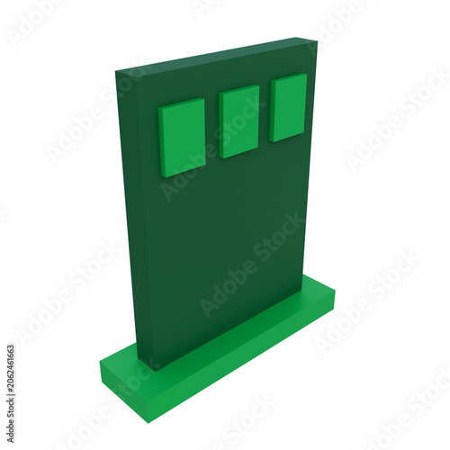 Green Board with Three Squares 3D Illustration