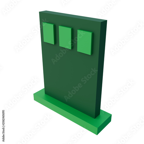 Green Board with Three Squares 3D Illustration