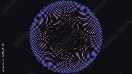Fibonacci golden ratio spiral dot pattern on dark background