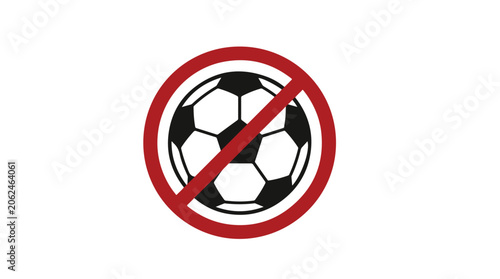 Fotografía No Soccer Icon Representing Restriction, Rule, or Prohibition in Minimal Vector
