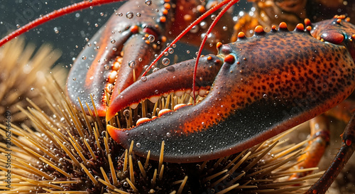 Lobster claw hold sea urchin