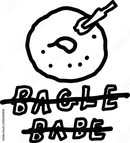 Bagel Illustration Funny Food Typography Hand Drawn Vector