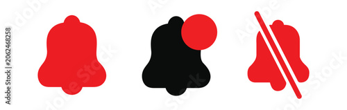 Fotografie Notification bell icon set, mute, outline and solid alert symbols vector illustration