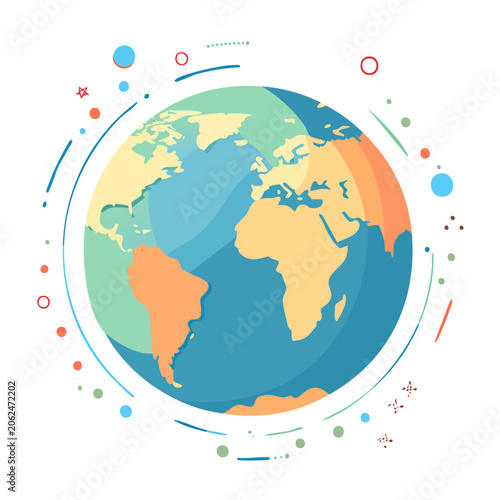 Flat design world map illustration