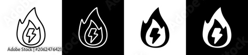 Schilderij op canvas Fire Line And Glyph Icon In Black White Background