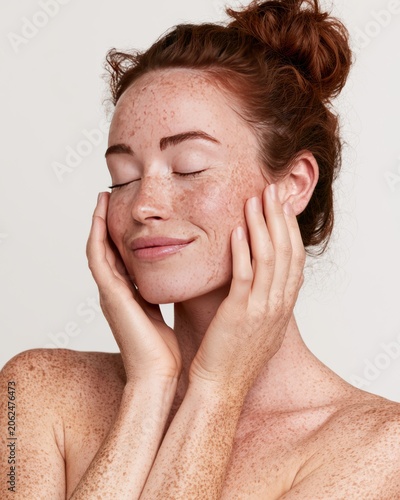 Woman With Clean Fresh Skin Touching Face Variant Four