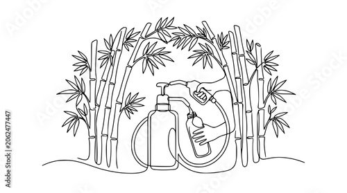 Fotografía Bamboo Biofuel Production: Hand Dispensing Green Energy from Plant Material