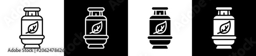 Natural Gas Line And Glyph Icon In Black White Background    