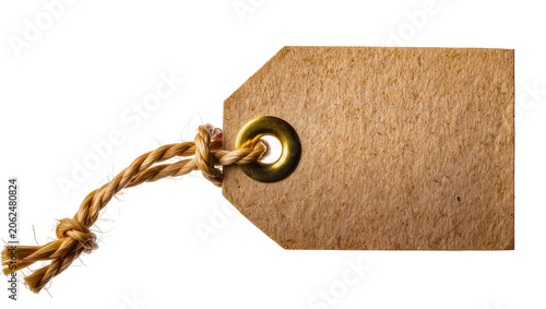 Bild auf Leinwand Kraft paper tag with twine and brass grommet